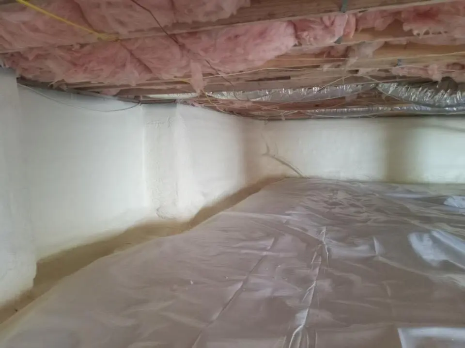 Crawl space encapsulation with closed-cell spray foam for Attic Insulation in Colchester